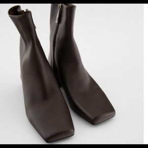 Brown Square Toe Boots | Zara | NWOT